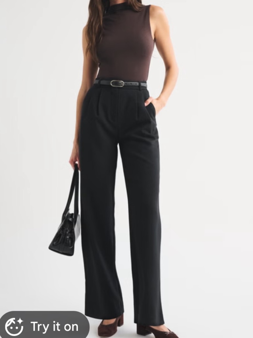 Abercrombie & Fitch Black Tailored Wide-Leg Pants